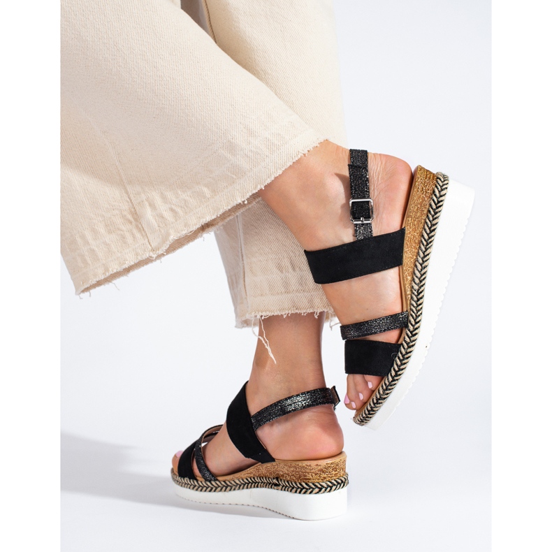 SHELOVET Naisten mustat sandaalit 1