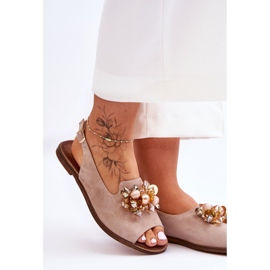 Suede litteät sandaalit Nicole 2805/042 beige 2