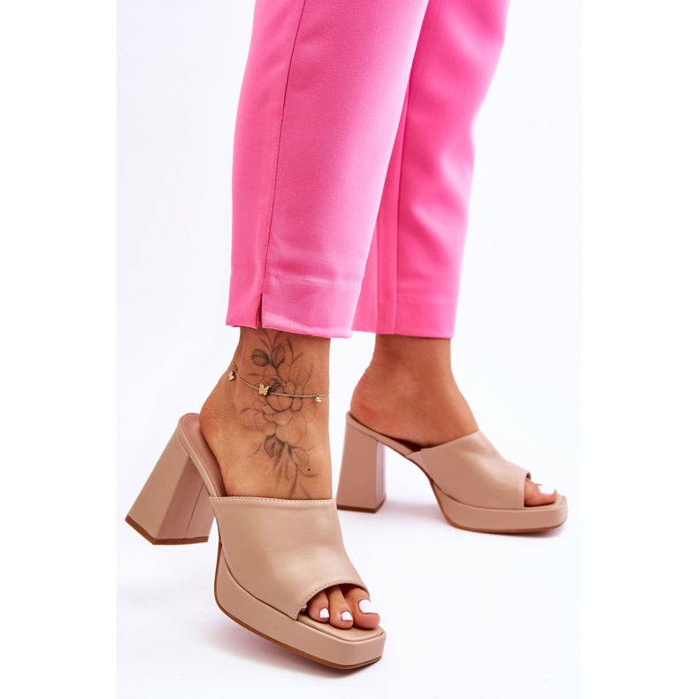 Livesa Beige nahkaiset korkokengät 2