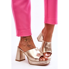 WS1 Kultaiset Livesa nahkaiset korkokengät kultainen 1