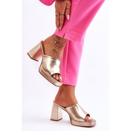 WS1 Kultaiset Livesa nahkaiset korkokengät kultainen 2