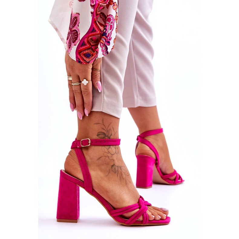 Klassiset Fuchsia Bernett Suede Heel sandaalit vaaleanpunainen 8 Klassiset Fuchsia Bernett Suede Heel sandaalit vaaleanpunainen 8