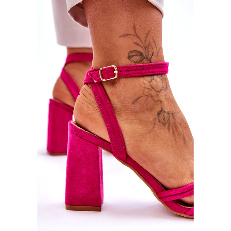 Klassiset Fuchsia Bernett Suede Heel sandaalit vaaleanpunainen 4