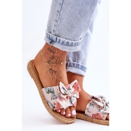 Naisten tossut, joissa kangas rusetti beige kukka 2