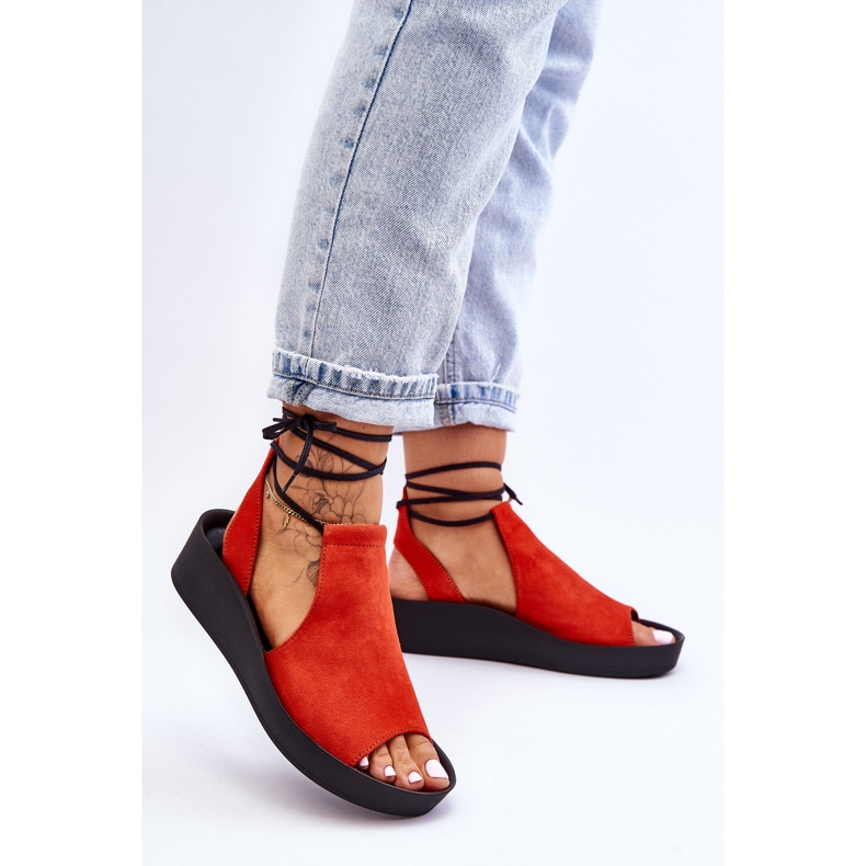 Suede Wedge Sandaalit Nicole 2743 Orange oranssi 1