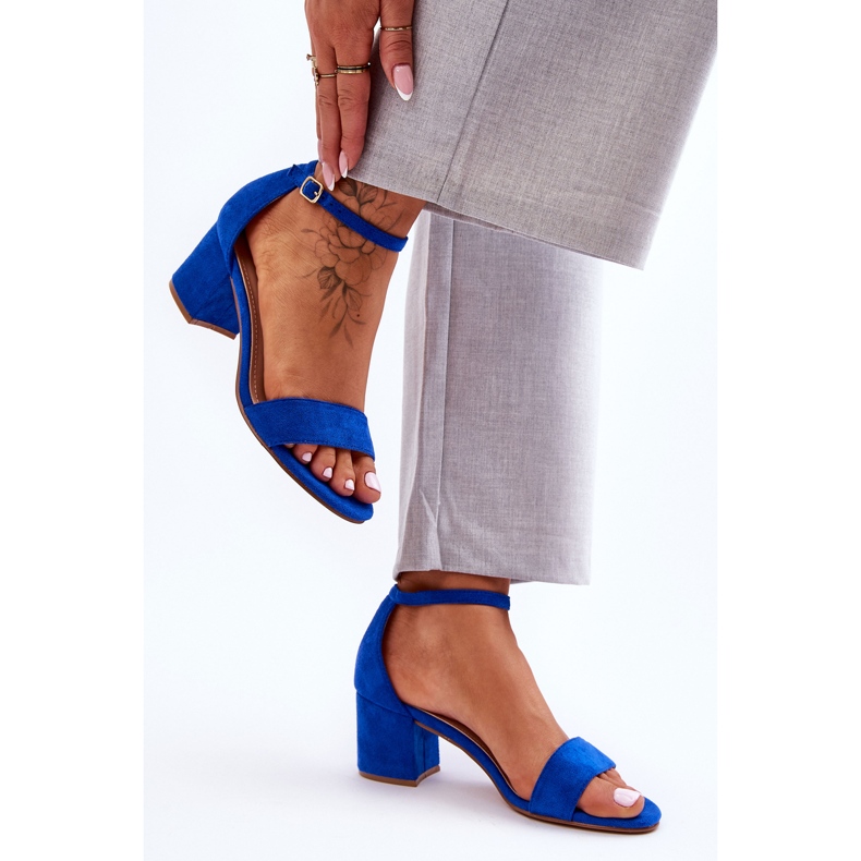 Honeymoon Blue matalakorkoiset klassiset mokkanahkasandaalit sininen 1