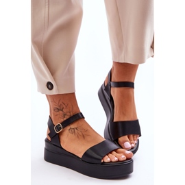 Mukavat nahkaiset Wedge Sandaalit Musta Tifena 2