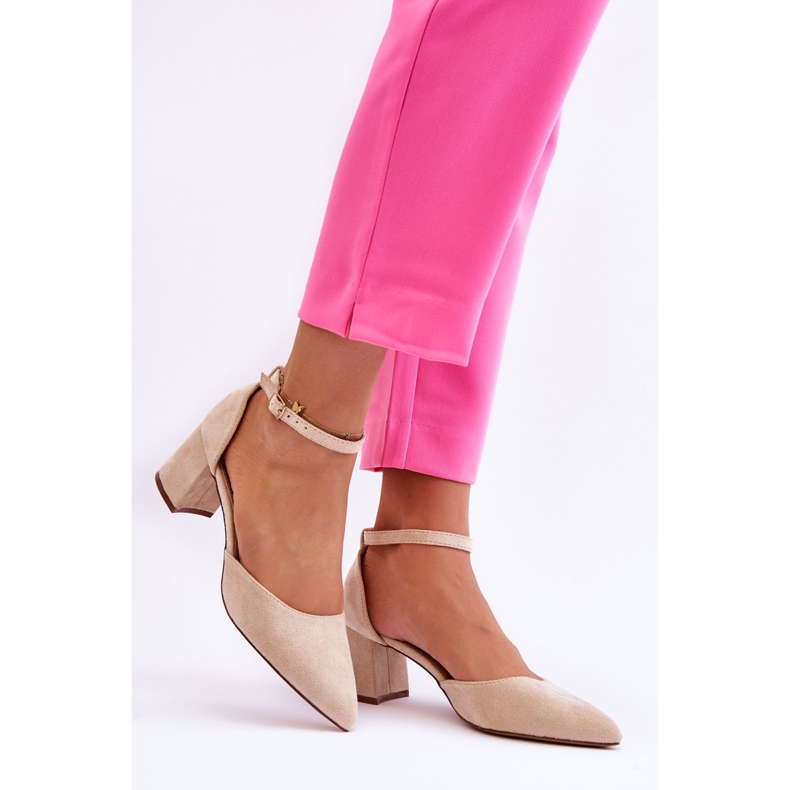 Suede Heel Pumps Beige Promise 2