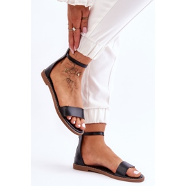 Millou mustat nahkaiset litteät vetoketjusandaalit 2