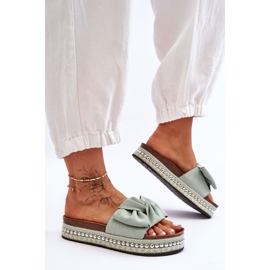 Naisten mokkanahkaiset tossut, joissa rusetti Lauria Green vihreä 1