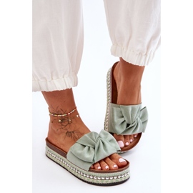 Naisten mokkanahkaiset tossut, joissa rusetti Lauria Green vihreä 2