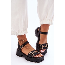 Emori Naisten Emori-nahkakoristeiset nahkasandaalit musta 2