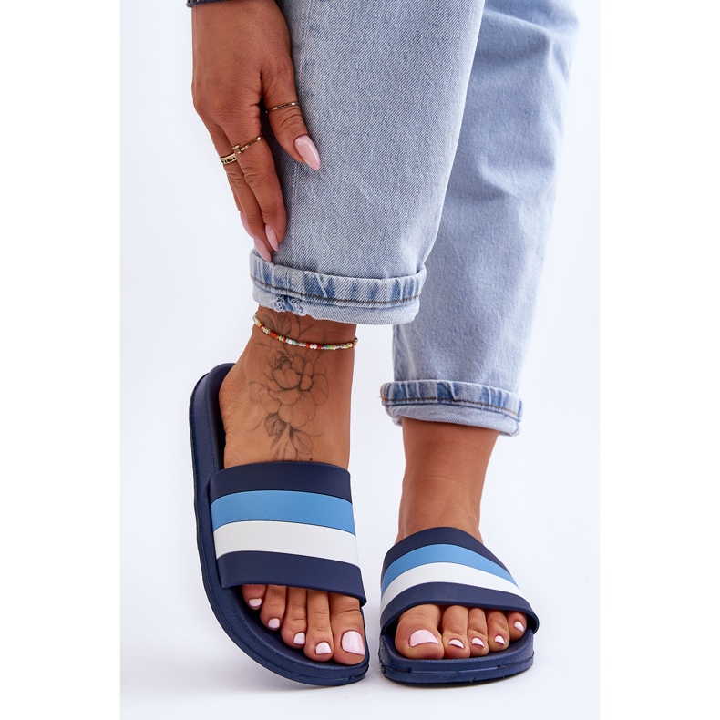 Naisten raidalliset tossut, tummansininen Vision 2