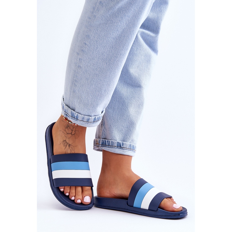 Naisten raidalliset tossut, tummansininen Vision 1