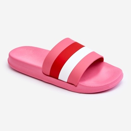 Naisten tummanpunaiset Vision raidalliset tossut vaaleanpunainen 1