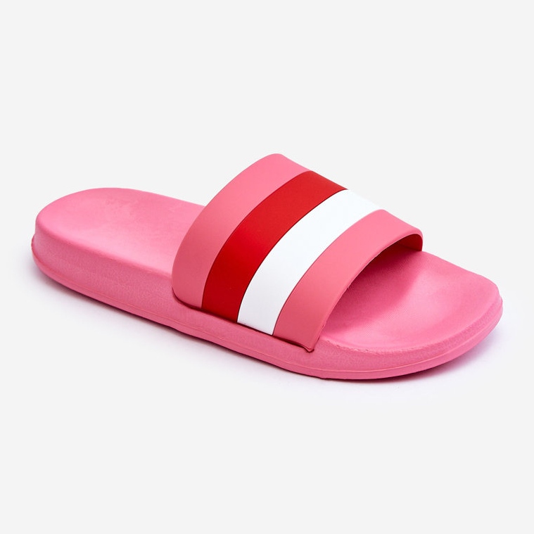 Naisten tummanpunaiset Vision raidalliset tossut vaaleanpunainen 1