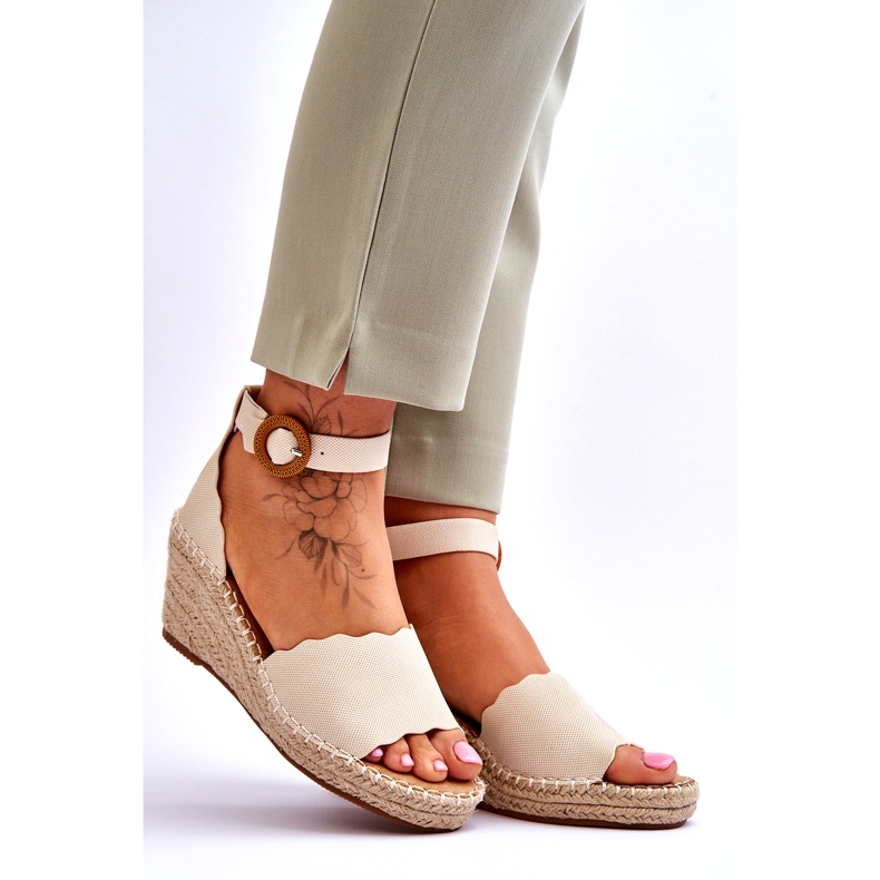 Evento Leather Wedge Sandaalit Comfort Shoe Beige Verola 7