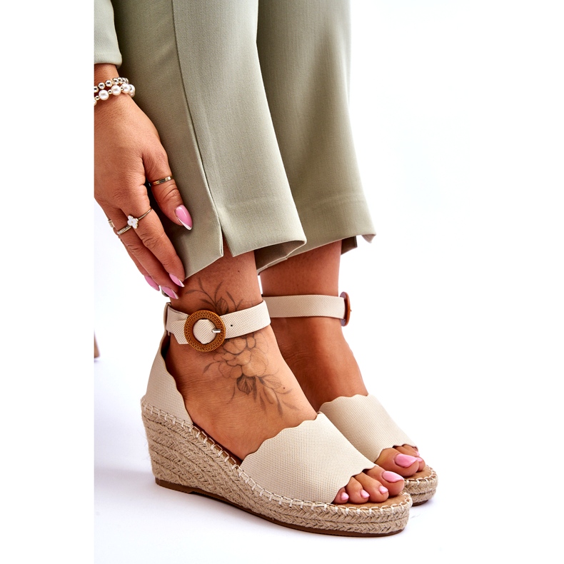 Evento Leather Wedge Sandaalit Comfort Shoe Beige Verola 6