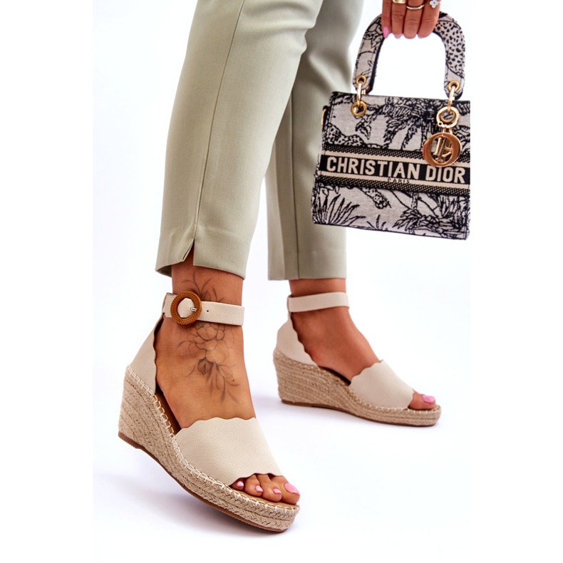 Evento Leather Wedge Sandaalit Comfort Shoe Beige Verola 1