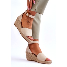 Evento Leather Wedge Sandaalit Comfort Shoe Beige Verola 2