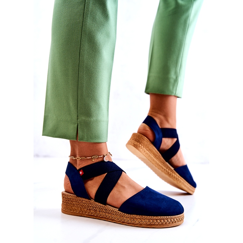 Naisten mokkanahkainen Espadrilles Big Star JJ276037 laivastonsininen 2