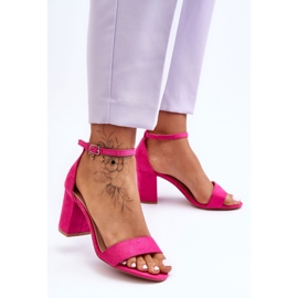 Fuchsia Madame Suede korkeakorkoiset sandaalit vaaleanpunainen 4