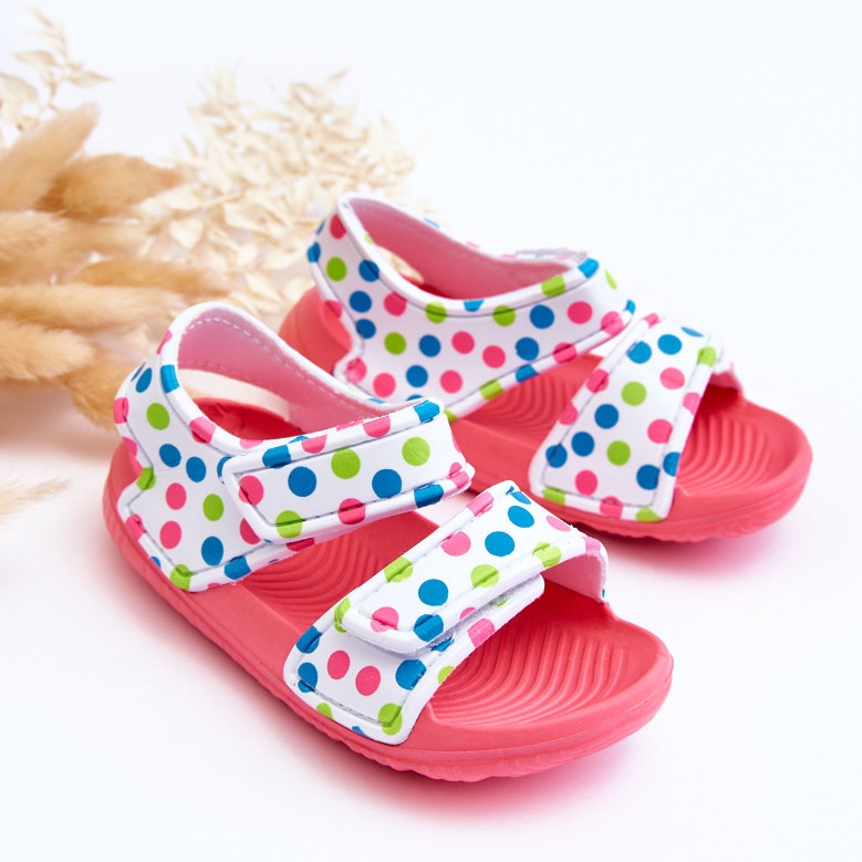 Vaaleanpunaiset Vaaleankuvioidut lasten sandaalit Vaaleanpunainen ja valkoinen Malaga 2