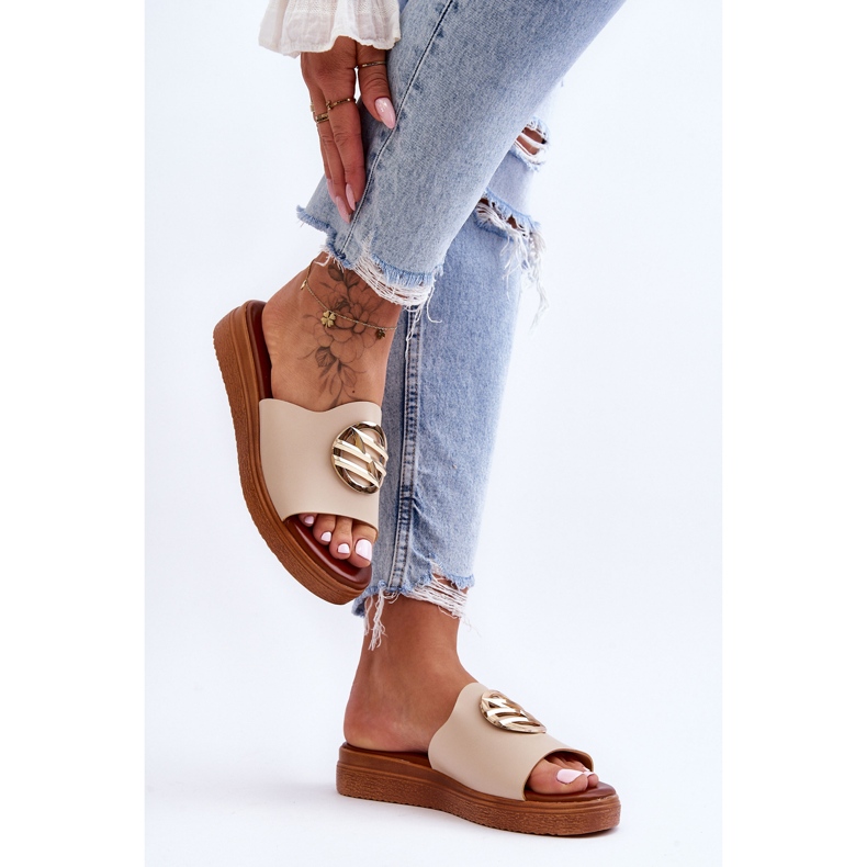 Naisten sandaalit beige Secrets -koristeella 2