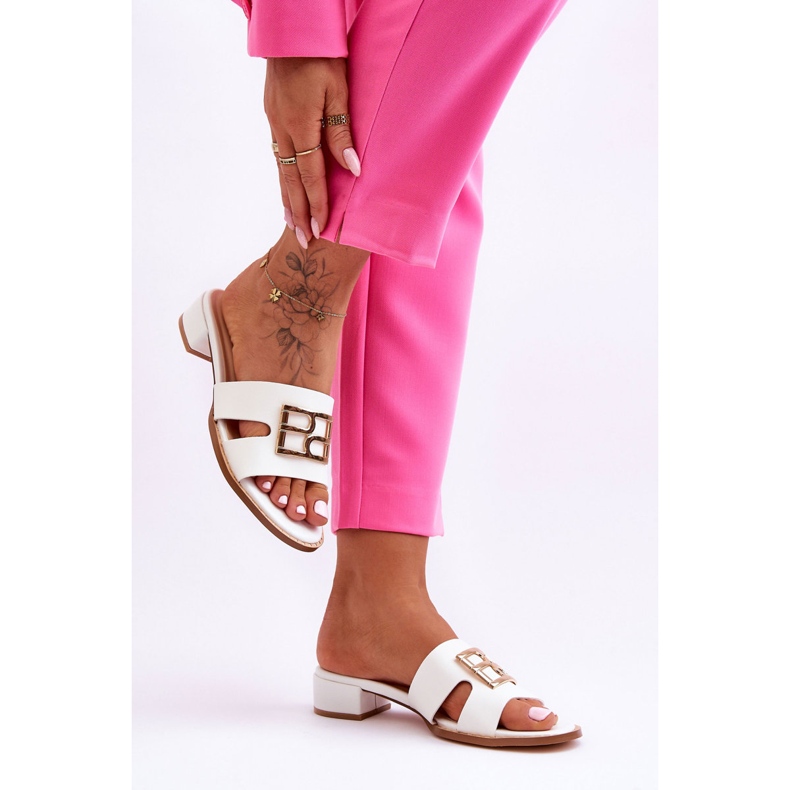 Naisten tyylikkäät tossut valkoisella Atlantis-koristeella valkoinen 1