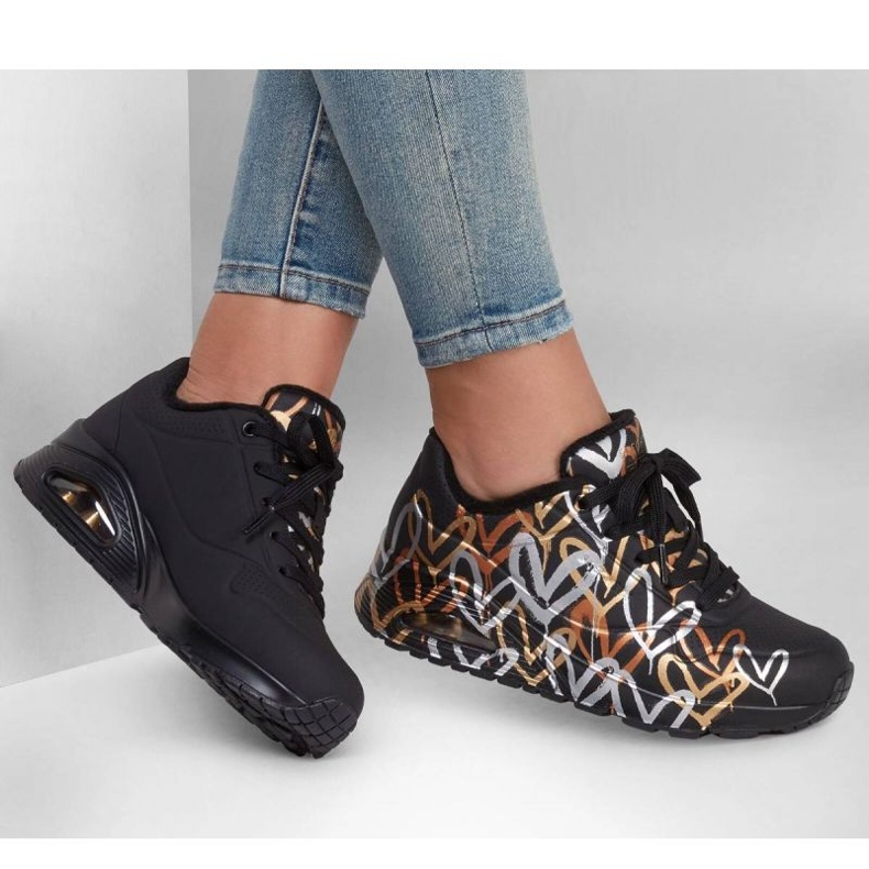 Kengät Skechers Uno Metallic Love W 155523/BKGD musta 1
