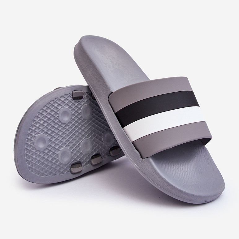 WJ1 Harmaa Vision miesten raidalliset tossut 2