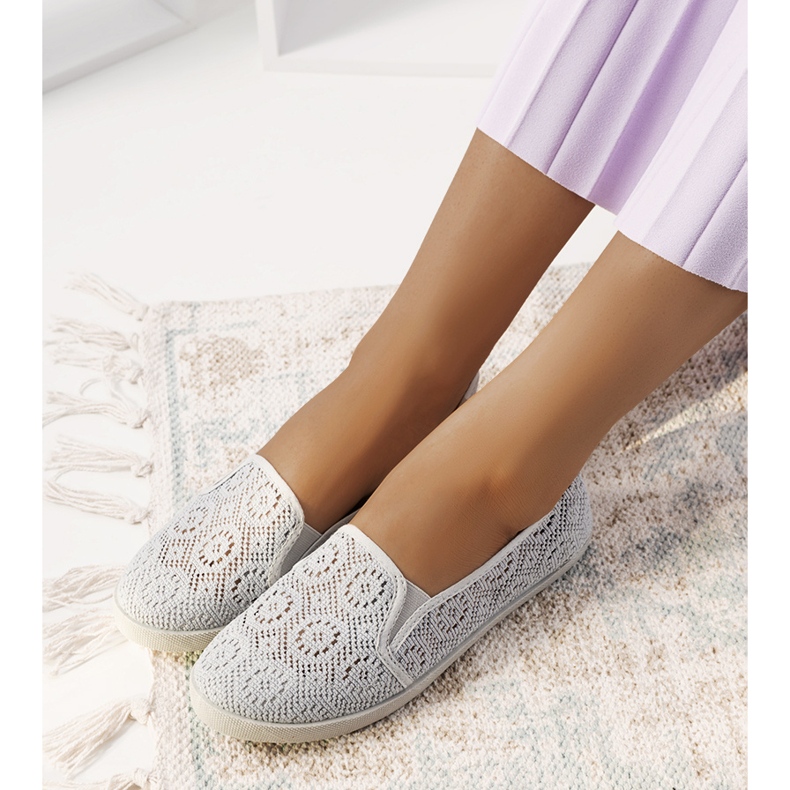 HJ1709 Harmaat Openwork Slip-On lenkkarit 1