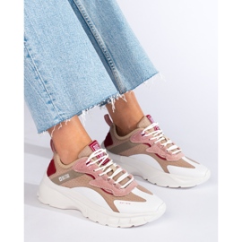 Naisten Big Star -lenkkarit KK274055 beige valkoinen vaaleanpunainen 1