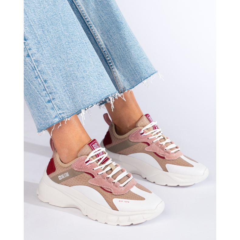 Naisten Big Star -lenkkarit KK274055 beige valkoinen vaaleanpunainen 1