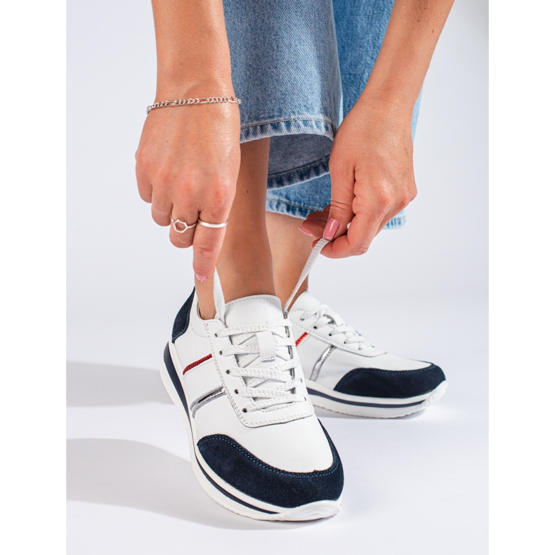 Naisten nahkaiset tennarit Shelovet-alustalla valkoinen 1