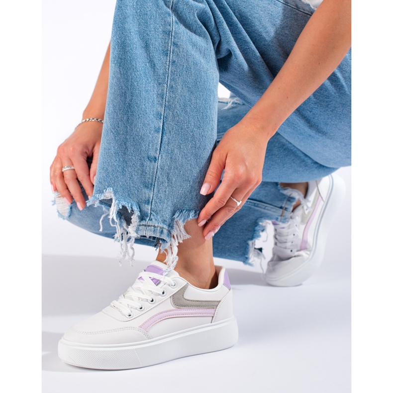 Mukavat Shelovet naisten urheilukengät valkoinen violetti vaaleanpunainen harmaa 2