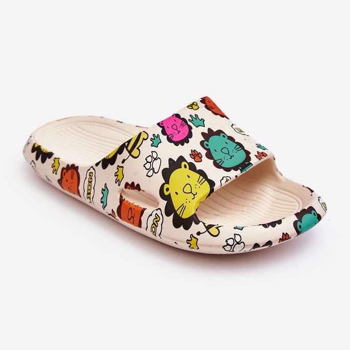 WJ1 Lasten vaaleat vaahtomuovitossut Lion Motif beige Esther 1