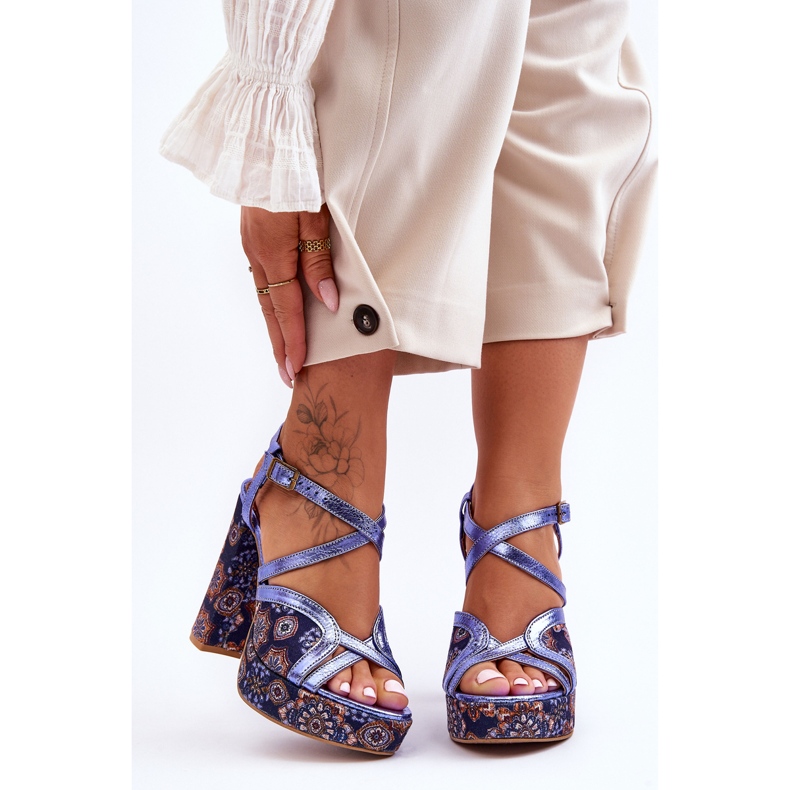 Nahkakorkokengät Sandaalit Maciejka 06084-17 laivastonsininen 2