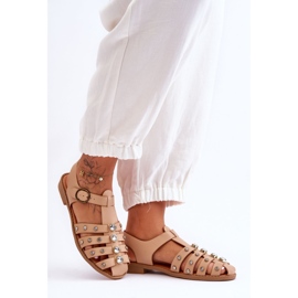 Naisten litteät sandaalit, joissa on zirkonia beige Ascot 2