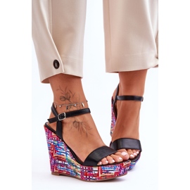 Naisten sandaalit värikäs kiila musta Malibu 1