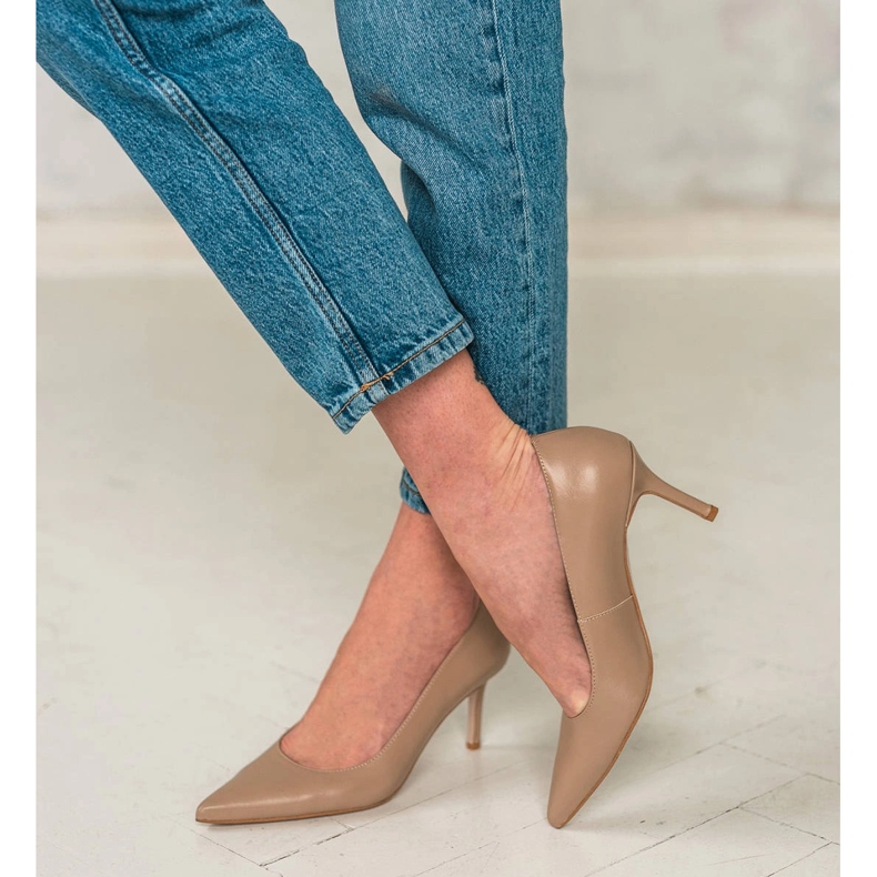 Marco Shoes Nappan nahkaiset korkokengät beige 2