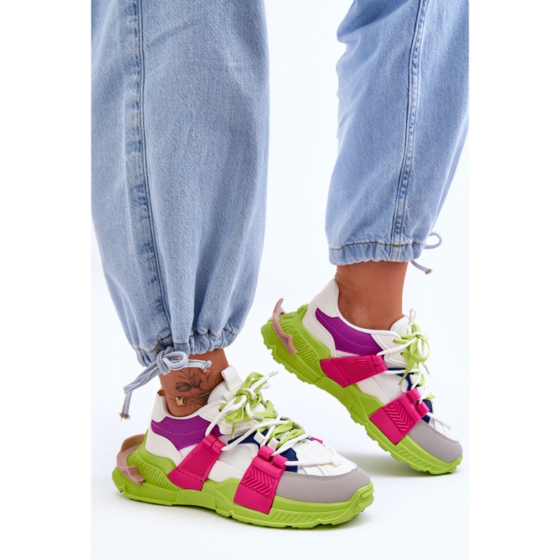 PS1 Naisten muodikkaat nauhalliset urheilukengät Vihreä-vaaleanpunainen Chillout! 1