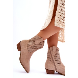 Naisten harjakattoiset Cowboy-saappaat Beige Reeds 2