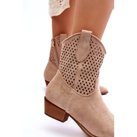 Naisten harjakattoiset Cowboy-saappaat Beige Reeds 3