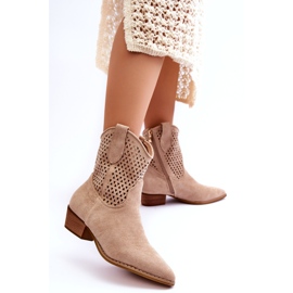 Naisten harjakattoiset Cowboy-saappaat Beige Reeds 4