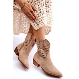 Naisten harjakattoiset Cowboy-saappaat Beige Reeds 5