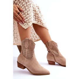 Naisten harjakattoiset Cowboy-saappaat Beige Reeds 6