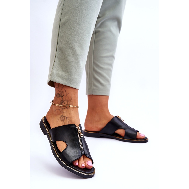 Lemar Naisten tossut koristeellisella vetoketjulla, musta Clarence 1