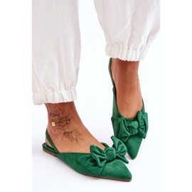 Naisten slip-on ballerinat, joissa rusetin vihreä Nadine 1