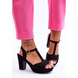 Felicia Mustat mokkanahkaiset korkeakorkoiset sandaalit 1